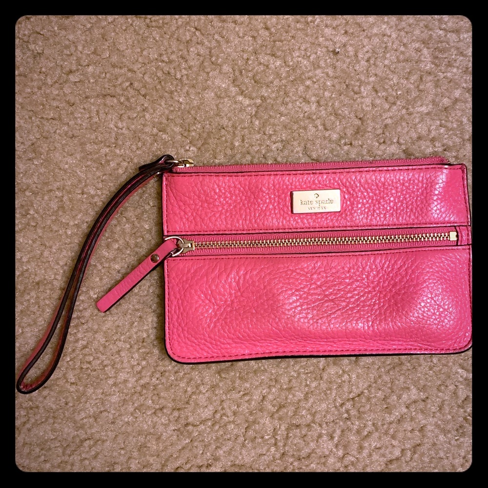 Kate Spade pink leather wristlet wallet